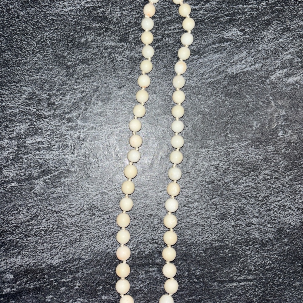 Antique white coral angel skin beaded necklace